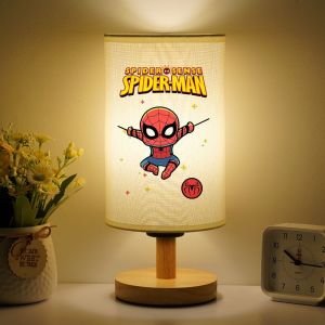 Marvel Spider Man desk lamp personalized cartoon bedside lamp dormitory creative night light LED light student eye protection warm sleep Lampu tidur