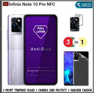 PAKET 3IN1 Tempered Glass Blue light Infinix Note 10 / 10 Pro / 10 Pro NFC  Infinix Hot 12 Pro Full Curved Anti Gores Layar Blue Light Full Layar Kaca Free Anti Gores Camera Flaxible  Pengiriman Cepat PROMO BISA COD DI ROMAN ACC