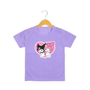Baju kaos anak perempuan gambar Kuromi lengan pendek umur 1-10 tahun | Atasan baju santai anak cewek motif terbaru | Kuromi7