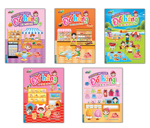 combo 5c Sticker Trò chơi đồ hàng Bé đi siêu thị  đến tiệm thú cưng đi mua sắm trải nghiệm ẩm thực đi cắmtrại