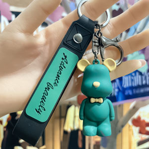 Cartoon Bear Key Ring Bearbrick Big Keychain Bag Pendant With Lanyard For Birthday Gift Hiasan Kunci Kereta 小熊钥匙扣精致可爱