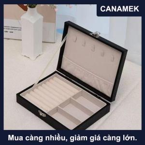 【CANAMEK】 Xách tay cao cấp lưu trữ đồ trang sức hộp chống bụi Vòng bông tai vòng cổ phụ kiện hộp đồ trang sức sang trọng PU da tổ chức trường hợp