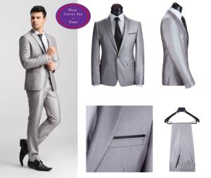 Stelan Jas Pengantin Pria - Jas dan Celana - Fashion Pria Formal - Silver - FREE COVER JAS+DASI