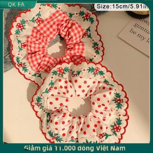 QK FA ✨ Đẹp Thêu Lớn Scrunchies Đàn Hồi Tóc Ban Nhạc Tóc Quan Hệ Phụ Nữ Ngọt Ngào Phụ Kiện Tóc Đuôi Ngựa Chủ Đầu Dây