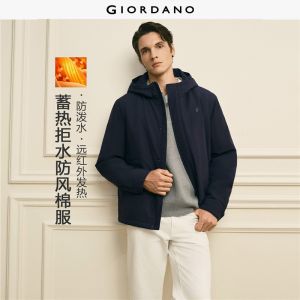 GIORDANO Men Jackets G+ Far-Infrared Hooded Jackets Windproof Fashionable Casual Warm Padded Jackets 01076680