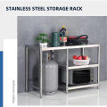 Gas Stove Rack Stand With Lababo Organizer Stainless Steel Kitchen Table Double Burner Storage Rack Shelf. 