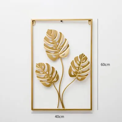 Metal Leaf Shaped Wall Hanging Decoration Iron Art Plant Wall Art Mural Modern Living Room Wall Decoration