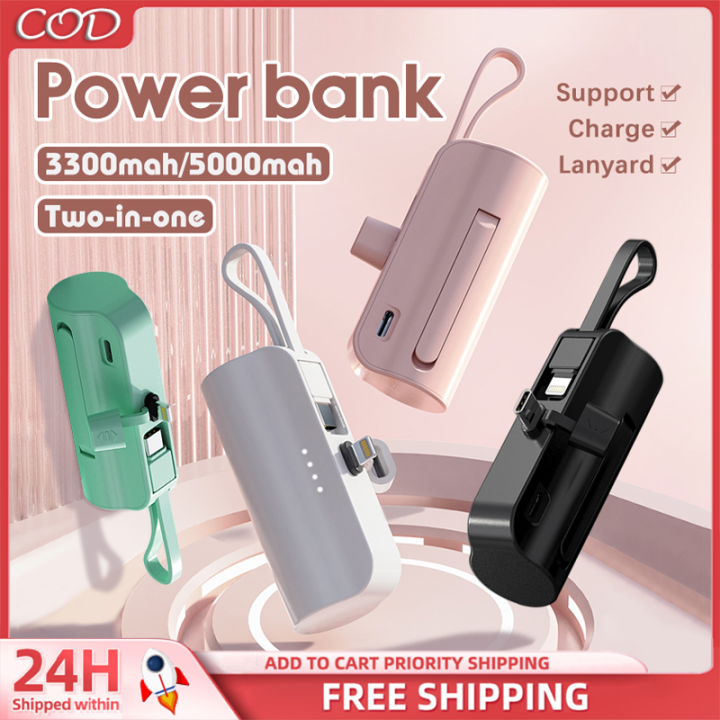 Portable mini Wireless Power Bank 2in1 5000mAh Built-in phone holder ...