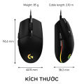 Chuột game có dây Logitech G203 Lightsync - Tùy chỉnh RGB, 6 nút lập trình, nhẹ, 8.000 DPI, cảm biến chuyên game. 