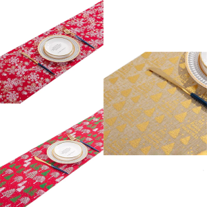 Gold Embroidered Tablecloth Additional Cotton Low Maintenance Spill Proof Holiday Table Deck