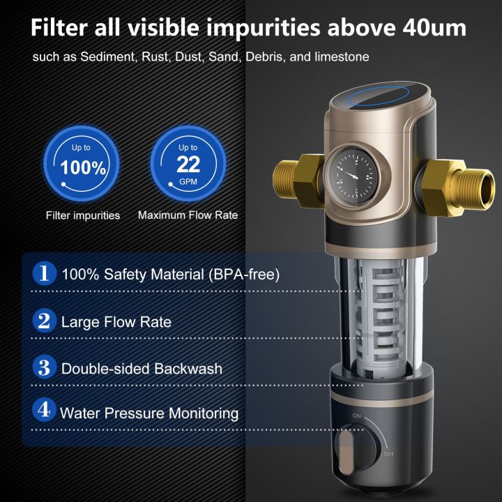 ALTHY PRE-4 Whole House Backwash Prefilter Spin Down Sediment Water ...