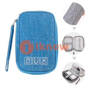 I know Small Electronic Organizer Cable Bag Travel Portable Electronic Accessories Storage Bag Soft Carrying Case Pouch for Hard Drive Cord Charger Earphone USB SD Card