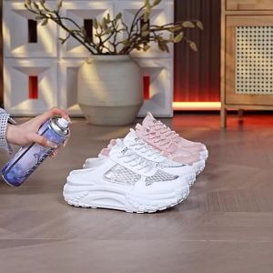 [Free Shipping] 2025 New Style Versatile Sequined Mesh Breathable Thick-Soled Slip-On Sandals For Women Closed-Toe Half-Slipper Style H2519