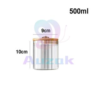 AUK Canister Glass Food Container with Metal Ring Handle Kitchen Storage Organizer Jar