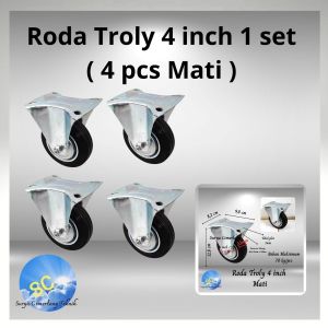 Roda troli troly Karet Mati 4"inch Caster kastor 5 inch 1 set 4 pcs