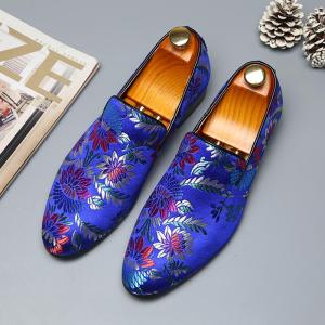 YCHION Men Handmade Exquisite Embroidery Leather Shoes Colorful Business Dress Shoes Elegant Man Fashion Casual Flats Plus Size 47 48 2024