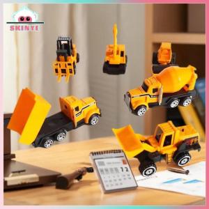 Skinye ✨Ready Stock✨ Kawayi Cute รถตักดินของเล่นเพื่อการศึกษา6ชิ้น เซ็ตโมเดลก่อสร้างรถวิศวกรรมพลาสติกโลหะผสมรถขุดสำหรับเป็นของขวัญสำหรับเด็ก