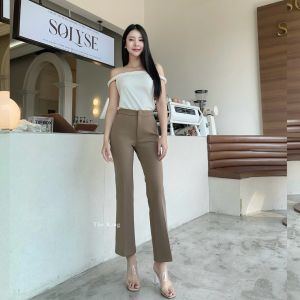 T35 รุ่น 8ส่วน ขาม้าเล็ก งานตะขอ ผ้าโรเชฟ กางเกงขาม้า กางเกงขายาวผู้หญิง กางเกงเอวสูง ผู้หญิง เก็บพุง ทรงเป๊ะใส่สวย