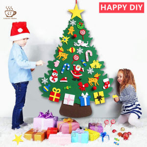 DIY Felt Christmas Tree New Year Toddler Kids Handmade Gift Toys Door Wall Hanging Ornaments Holiday Party Home Decor Set