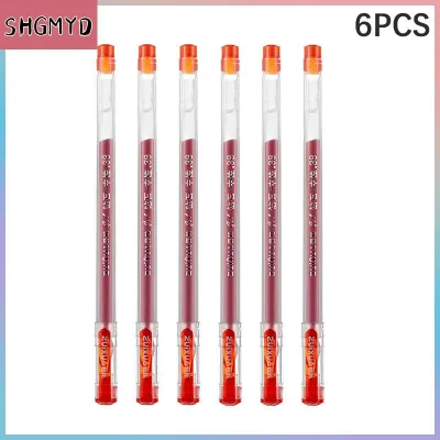 【SHGMYD】 ปากกาเจลหัวเพชรหัวหมึกขนาดใหญ่6ชิ้น เซ็ต0.38มม. สีดำ น้ำเงิน แดงอุปกรณ์สำหรับเขียนข้อสอบอุปกรณ์สำนักงาน