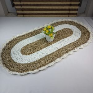 Taplak Meja Tamu Anyaman Seagrass Oval / Table Runner Seagrass ukuran 40x80 cm Kerajinan Jogja
