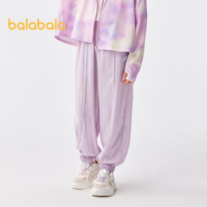 Balabala quần trẻ em bé trai 2024 mùa hè vừa trẻ em bé gái màu tương phản thể thao mỏng Quần chạy bộ