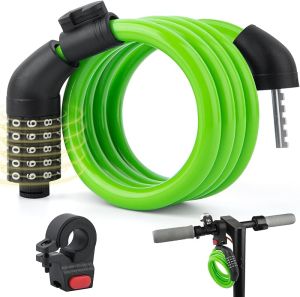 E Scooter LockBike Lock Combination Lock Cable Compatible for Xiaomi M365/Max/GXL/Ninebot/Segway Scooter/Moto/Bicycle Lock 4ft Long/0.472In Scooter Anti-Theft Ideal Lock 4-Digit/12 Metal Cables Lock