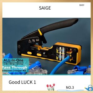 ZoeRax Pass Through RJ45 Crimping Tool CAT6 CAT7 Ethernet Cable Crimper with 10PCS Connectors LAN Network Tool