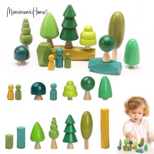 Mamimami Home Baby Wooden Toy 14pcs/set Natural Beech Forest Stacking Blocks Toddler Early Education Toys