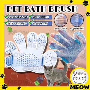 MEOW Pet Cat Bath Brush Massage Comb Bath Glove Grooming Glove Groom Clean Brush Dog Hair Removal Berus Kucing Mandi