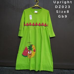 GAMIS KAOS HARIAN ANAK PEREMPUAN USIA 8 - 9 TAHUN BAHAN KATUN COMBED PREMIUM BAJU MUSLIM BRANDED MURAH WARNA HIJAU GAMIS CANTIK BERMOTIF BUAH LUCU SABLON RUBBER FOAM PAKAIAN NGAJI ADEM BERKUALITAS HOMDRESS DASTER DAILY ANAK CEWEK DZ-023