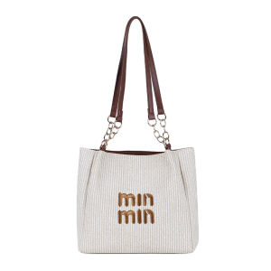 SEA YADOU  กระเป๋าโท้ทแฟชั่นทอแบบใหม่กระเป๋าสะพายไหล่สไตล์พระสไตล์ป่าความจุขนาดใหญ่