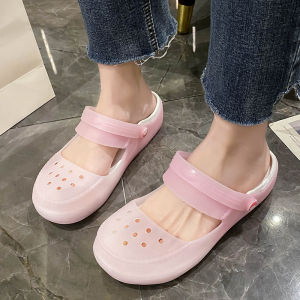 Free Shipping WomenS Shoes Thick-Soled Soft-Soled Summer Outdoor Wear Transparent Toe-Cap Sandals Hollow Design Flat Comfortable