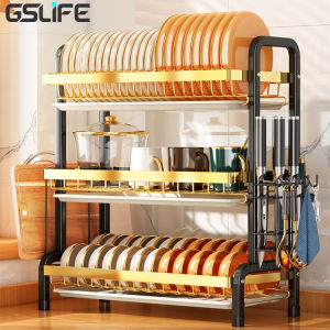 Gslife Kệ Chén Bát Thông Minh Tiện Lợi Kèm Khay Đựng 2&3 Tầng Kệ Để Đồ Đa Năng Nhà Bếp Kệ Đựng Đồ