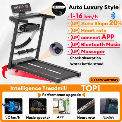 Electric Treadmill Foldable heavy duty Automatic Slope Walking Pad Music Heart Rate APP 16km/h Q8