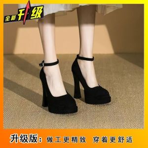 [Free Shipping] Niche Minimalist Design Comfortable And Versatile Chunky-Heeled High Heels New Style For Women Suitable For Petite Women And Comfortable To Wear All Day
