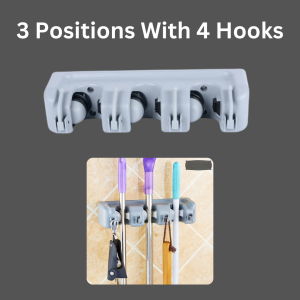 Mop And Broom Holder Multipurpose Wall Mounted Organizer Storage Hooks