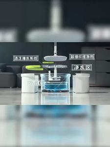 LZD  Rotary Mop Bucket Household Lazy Man Absorbent Clean Sewage Separation Hand-Free Flat Mop Single Bucket Mop Batch