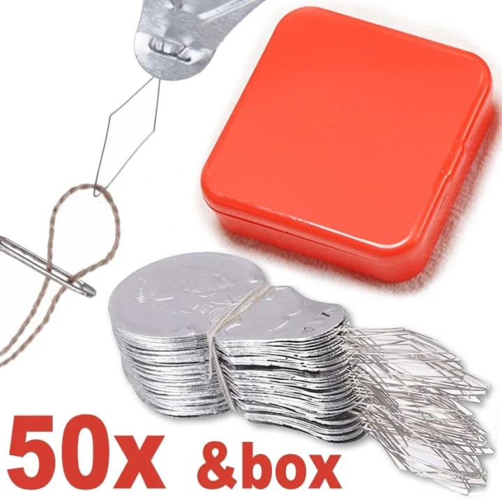 Silver Tone Wire Loop DIY Needle Threader Stitch Insertion Hand Machine ...