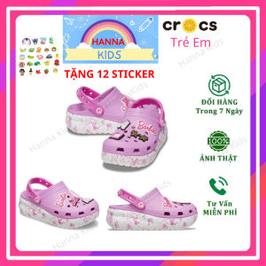 Dép Cross Barbie Kids cho bé gái trẻ em Sục Croc đế cao HannaKids giày xục Cros Clog Kid màu Hồng Size 28 29 30 độ tuổi - Thế Giới Cross