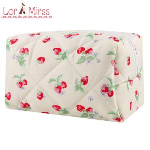 Multi-functional Womens Tote Bag with Strawberry Lemon Design Ideal for Travel and Makeup Storage