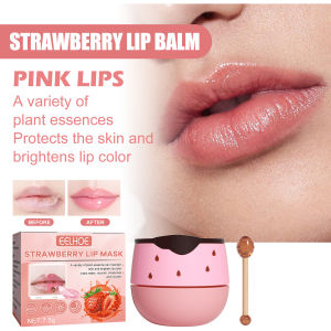 EELHOE Strawberry Lip Mask 7.5g Strawberry and Aloe Vera Formula Helps Nourish Dry Lips Soothes Cracking For Sensitive Lips Lightweight Smooth Texture For All Seasons Skincare Lip Care Balm