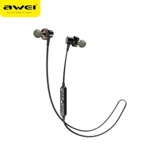 Awei X660BL Super Bass Dual Dynamic Driver Magnetic IPX4 Bluetooth Wireless Sports Earphone with Microphone
