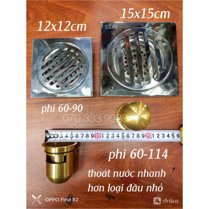 [Dầy 3Ly] Hố ga lược rác, Phễu thoát sàn inox chống hôi bằng Đồng đầu ...