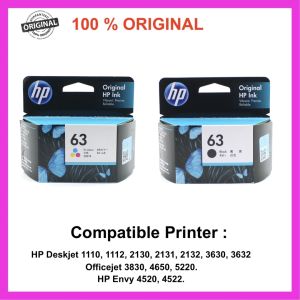 HP 63 100% Original Ink Advantage Cartridge for HP Deskjet 1110 1112 2130 2131 2132 3630 3632.Hp Envy 4520 4522.Hp Officejet 3830 4650 5220