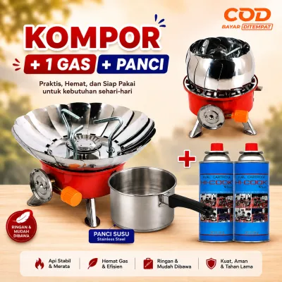 BISA COD Kompor Camping Portable Bentuk Bunga Tahan Angin Dengan Gas sudah isi