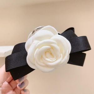 Korean Bow Camellia Big Catch Clip Hairpin White Flower Hair Pins Claw Clips for Women Hair Accessories Hair Clip Girl Shark Clip
