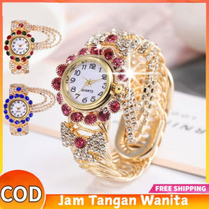Jam Tangan Wanita Original Korea Retro Anggun Kuarsa Berlian Jam Tangan Cewek Jam Tangan Gelang Wanita Quartz Bertatahkan Berlian Fashion