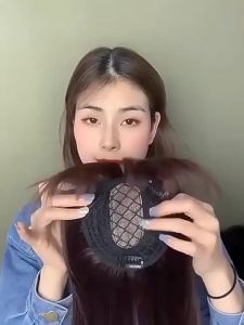 แฮร์พีซสำหรับปิดรอยต่อผมบริเวณด้านบนของศีรษะ พื้นที่ขนาดใหญ่ แฮร์พีซซูชางสำหรับผู้หญิง แบบชิ้นเดียว เลียนแบบเข็ม ผมมนุษย์จริงเต็มแผ่น Hot