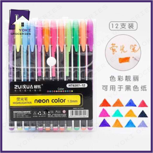 Zuixua 12Pcs/Pack Neon Color Pen 1.0mm Metallic Pastel And Highlighter Shades for Vibrant Expressions